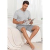 image:imagePrinStory Mens Pajamas Set Short Sleeve Soft Pjs M3XLLight Gray Stripe