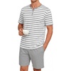 image:imagePrinStory Mens Pajamas Set Short Sleeve Soft Pjs M3XLLight Gray Stripe
