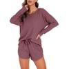 image:imagePrinStory Pajamas Set for Women Waffle Knit Lounge Sets S4XLBrick Red