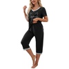 image:imagePrinStory Womens Pajama Sets Capri Pjs Soft Lounge Sets S4XLBlack Cat