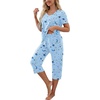 image:imagePrinStory Womens Pajama Sets Capri Pjs Soft Lounge Sets S4XLBlue Star