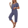 image:imagePrinStory Womens Pajama Sets Capri Pjs Soft Lounge Sets S4XLDotnavy Blue