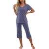 image:imagePrinStory Womens Pajama Sets Capri Pjs Soft Lounge Sets S4XLDotnavy Blue