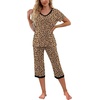 image:imagePrinStory Womens Pajama Sets Capri Pjs Soft Lounge Sets S4XLFpapricot Ld Print