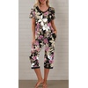 image:imagePrinStory Womens Pajama Sets Capri Pjs Soft Lounge Sets S4XLFpbig Leaf Pink