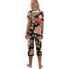 image:imagePrinStory Womens Pajama Sets Capri Pjs Soft Lounge Sets S4XLFpblack Banana Leaf