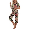 image:imagePrinStory Womens Pajama Sets Capri Pjs Soft Lounge Sets S4XLFpblack Banana Leaf