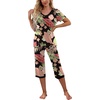 image:imagePrinStory Womens Pajama Sets Capri Pjs Soft Lounge Sets S4XLFpblack Banana Leaf