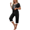 image:imagePrinStory Womens Pajama Sets Capri Pjs Soft Lounge Sets S4XLFpblack Coffee Letter