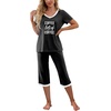 image:imagePrinStory Womens Pajama Sets Capri Pjs Soft Lounge Sets S4XLFpblack Coffee Letter