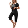 image:imagePrinStory Womens Pajama Sets Capri Pjs Soft Lounge Sets S4XLFpblack Letter Coffee