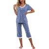 image:imagePrinStory Womens Pajama Sets Capri Pjs Soft Lounge Sets S4XLFpblue Gold Spot