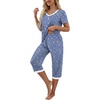 image:imagePrinStory Womens Pajama Sets Capri Pjs Soft Lounge Sets S4XLFpblue Gold Spot