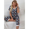 image:imagePrinStory Womens Pajama Sets Capri Pjs Soft Lounge Sets S4XLFpblue Leaf Flower