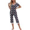 image:imagePrinStory Womens Pajama Sets Capri Pjs Soft Lounge Sets S4XLFpblue Leaf Flower