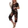 image:imagePrinStory Womens Pajama Sets Capri Pjs Soft Lounge Sets S4XLFpbrown Black
