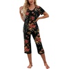image:imagePrinStory Womens Pajama Sets Capri Pjs Soft Lounge Sets S4XLFpbrown Black
