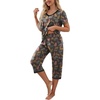 image:imagePrinStory Womens Pajama Sets Capri Pjs Soft Lounge Sets S4XLFpcoffee Colorful Cat