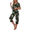 image:imagePrinStory Womens Pajama Sets Capri Pjs Soft Lounge Sets S4XLFpgreen Leaf Lily