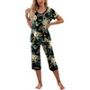 image:imagePrinStory Womens Pajama Sets Capri Pjs Soft Lounge Sets S4XLFpgreen Leaf Lily