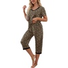 image:imagePrinStory Womens Pajama Sets Capri Pjs Soft Lounge Sets S4XLFpleopard Khaki