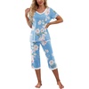 image:imagePrinStory Womens Pajama Sets Capri Pjs Soft Lounge Sets S4XLFplight Blue