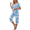 image:imagePrinStory Womens Pajama Sets Capri Pjs Soft Lounge Sets S4XLFplight Blue