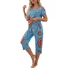 image:imagePrinStory Womens Pajama Sets Capri Pjs Soft Lounge Sets S4XLFpmix Blue