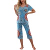 image:imagePrinStory Womens Pajama Sets Capri Pjs Soft Lounge Sets S4XLFpmix Blue
