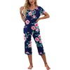 image:imagePrinStory Womens Pajama Sets Capri Pjs Soft Lounge Sets S4XLFpnavy Blue
