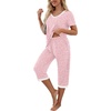 image:imagePrinStory Womens Pajama Sets Capri Pjs Soft Lounge Sets S4XLFpspot Pink