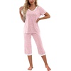 image:imagePrinStory Womens Pajama Sets Capri Pjs Soft Lounge Sets S4XLFpspot Pink