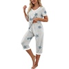image:imagePrinStory Womens Pajama Sets Capri Pjs Soft Lounge Sets S4XLFpstripe Blue Star
