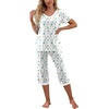 image:imagePrinStory Womens Pajama Sets Capri Pjs Soft Lounge Sets S4XLFpwhite Color Block
