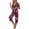 image:imagePrinStory Womens Pajama Sets Capri Pjs Soft Lounge Sets S4XLFpwine Red