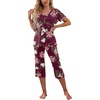 image:imagePrinStory Womens Pajama Sets Capri Pjs Soft Lounge Sets S4XLFpwine Red