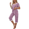 image:imagePrinStory Womens Pajama Sets Capri Pjs Soft Lounge Sets S4XLWhite Star Purple