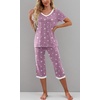 image:imagePrinStory Womens Pajama Sets Capri Pjs Soft Lounge Sets S4XLWhite Star Purple