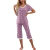 image:imagePrinStory Womens Pajama Sets Capri Pjs Soft Lounge Sets S4XLWhite Star Purple