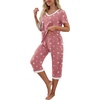 image:imagePrinStory Womens Pajama Sets Capri Pjs Soft Lounge Sets S4XLWhite Star Red