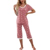 image:imagePrinStory Womens Pajama Sets Capri Pjs Soft Lounge Sets S4XLWhite Star Red