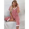 image:imagePrinStory Womens Pajama Sets Capri Pjs Soft Lounge Sets S4XLWhite Star Red