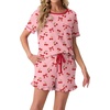 image:imagePrinStory Womens Pajama Sets Cute Pjs Short Sleeve Top Ruffle ShortsFpcherry Bow