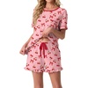 image:imagePrinStory Womens Pajama Sets Cute Pjs Short Sleeve Top Ruffle ShortsFpcherry Bow