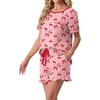 image:imagePrinStory Womens Pajama Sets Cute Pjs Short Sleeve Top Ruffle ShortsFpcherry Bow