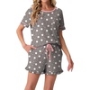 image:imagePrinStory Womens Pajama Sets Cute Pjs Short Sleeve Top Ruffle ShortsFpgray White Star