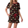 image:imagePrinStory Womens Pajama Sets Cute Pjs Short Sleeve Top Ruffle ShortsFpld Star Bow