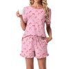 image:imagePrinStory Womens Pajama Sets Cute Pjs Short Sleeve Top Ruffle ShortsFppink Bow