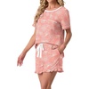image:imagePrinStory Womens Pajama Sets Cute Pjs Short Sleeve Top Ruffle ShortsFppink Sunflower