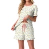 image:imagePrinStory Womens Pajama Sets Cute Pjs Short Sleeve Top Ruffle ShortsFpwh Colorful Flower